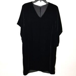 Eileen Fisher Women's Short Kimono Sleeve Velvet Shift Dress Sz S Black Party